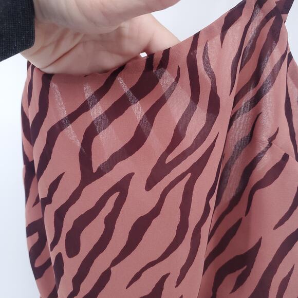 ASTR Retro Y2K Animal Mauve Zebra Blouse Top Strappy CrissCross Waist Zipper XS - Picture 12 of 13